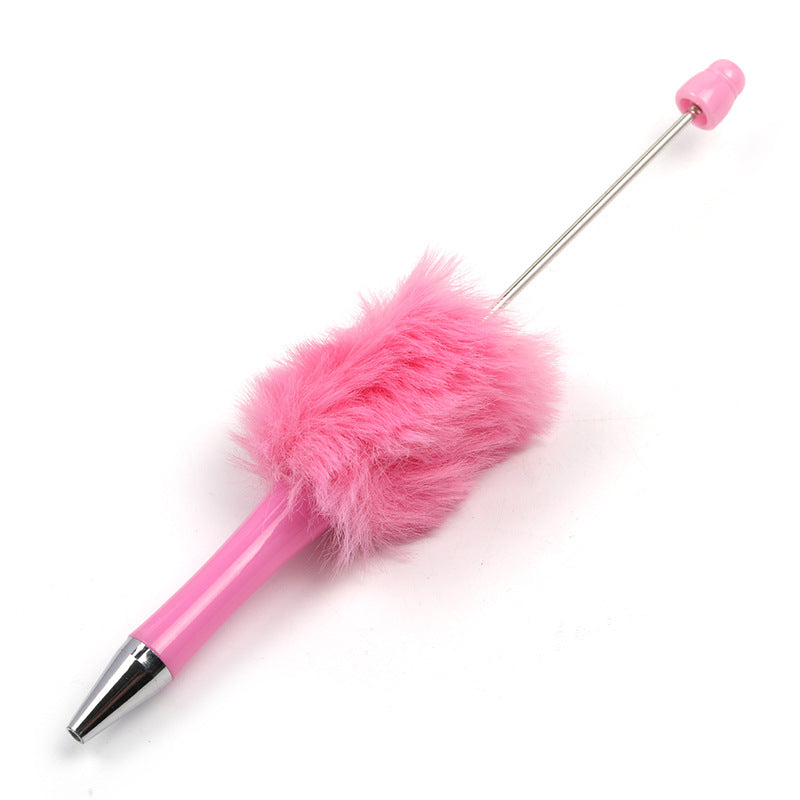 Wholesale 5pcs Creative DIY Plush Multi colored Ball Beads Plastic Rotating Ballpoint Pen