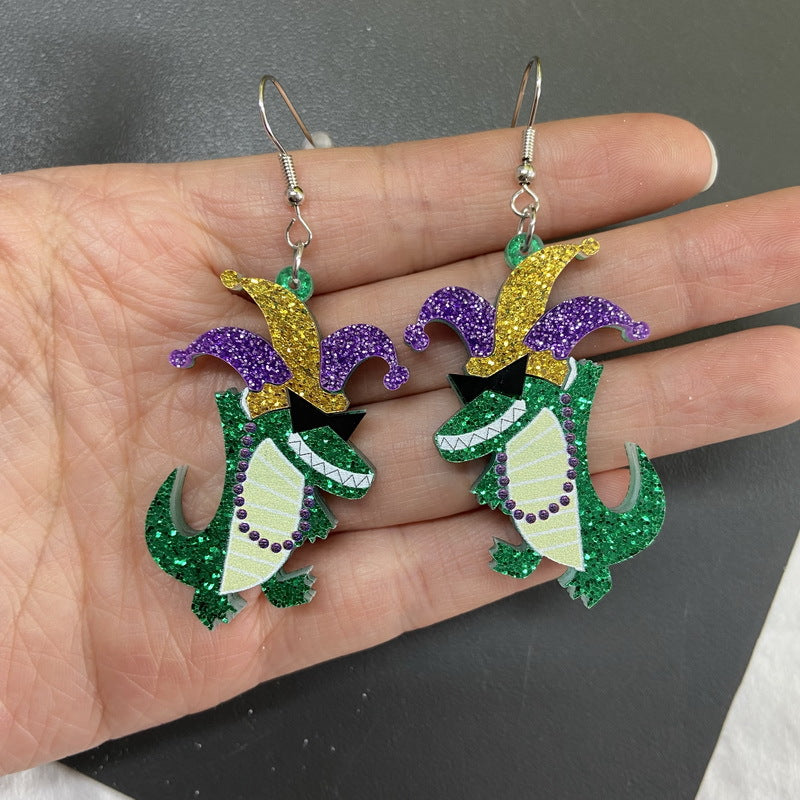 Wholesale Carnival Crown Clown Hat Sequin Earrings