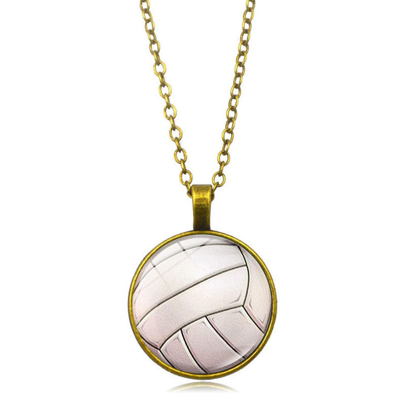 Wholesale Soccer Basketball Volleyball Time Gemstone Pendant Alloy Necklaces