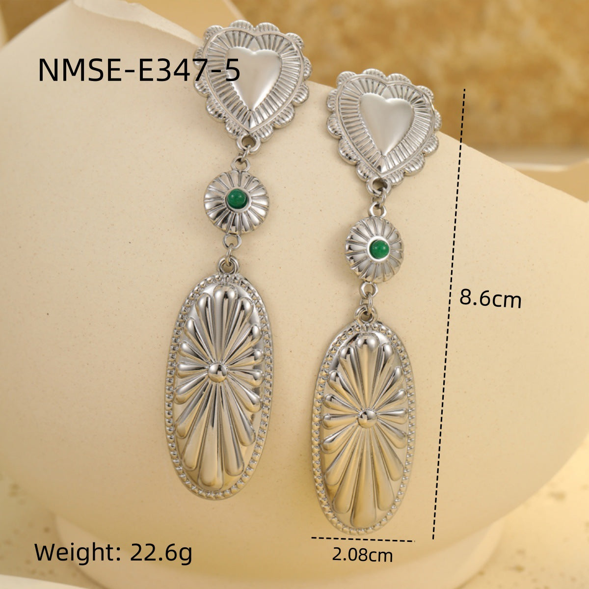 Wholesale Water droplet shaped heart shape Stainless Steel Earrings