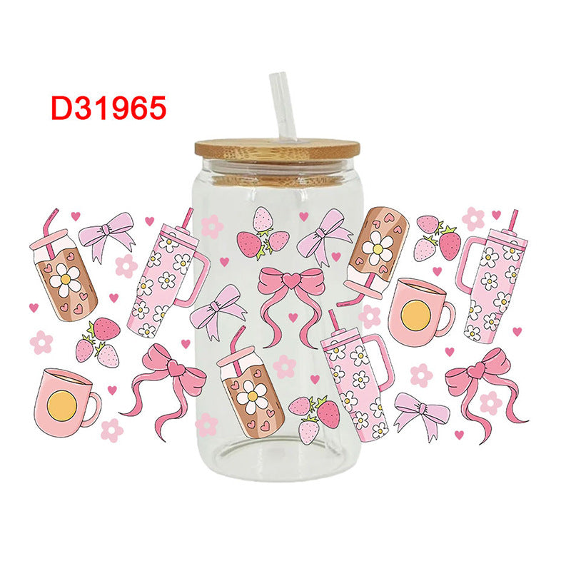 Wholesale Pink Cake Drink Series  16oz Cup UV DTF Wraps