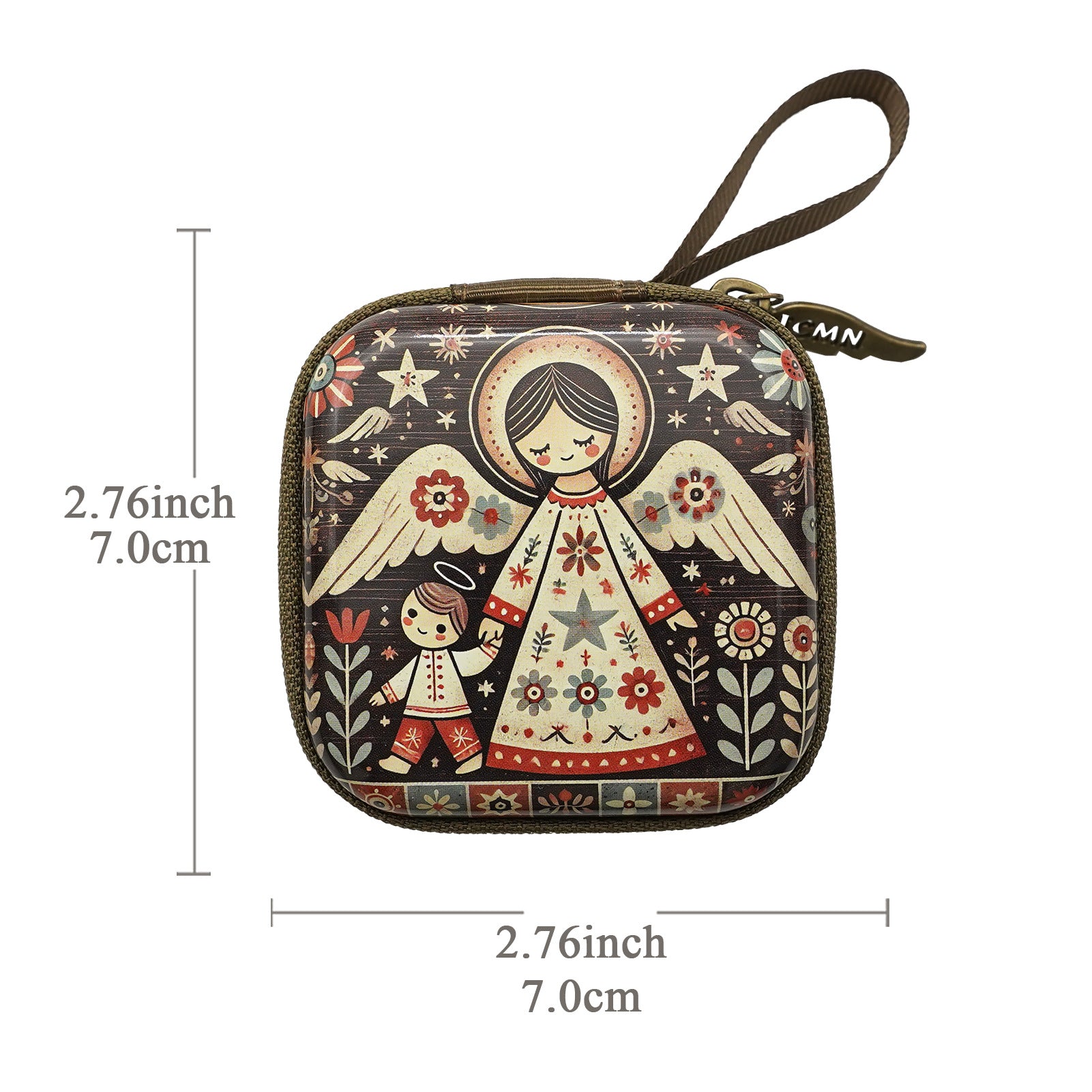 Wholesale Square hand drawn cartoon pattern portable coin purse