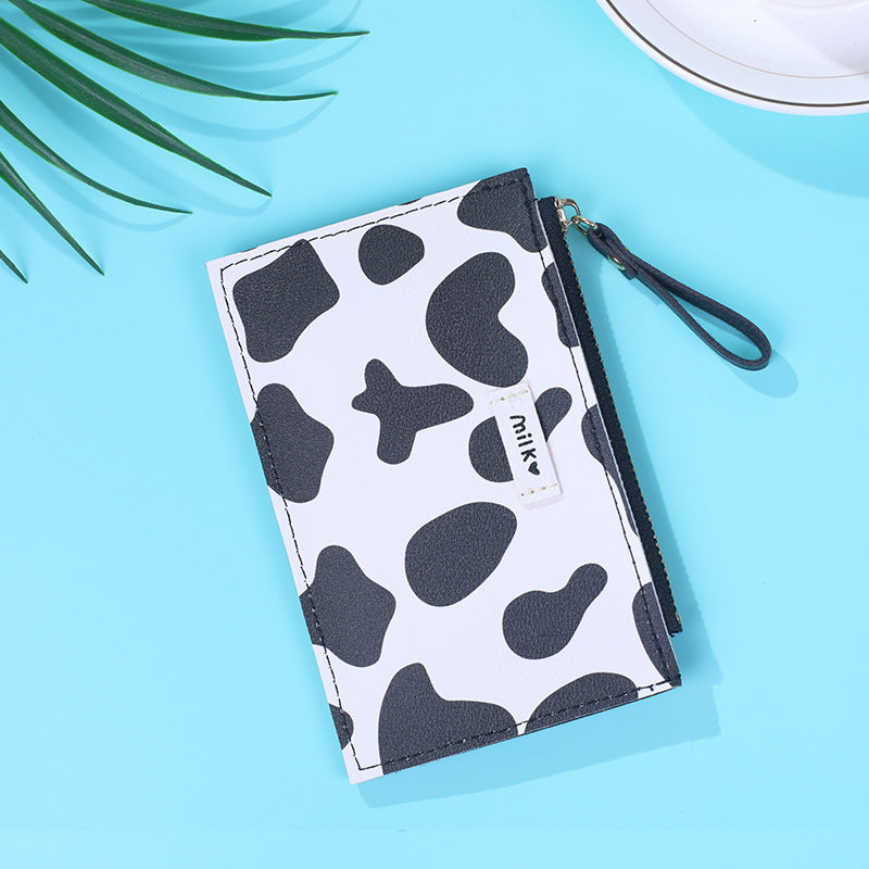 Wholesale Student Cartoon Cow Pattern Female Large Capacity Multi-card Slot PU leather Wallet