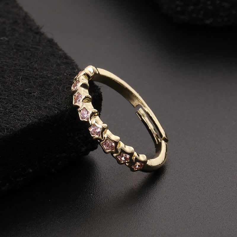 Anillo ajustable de apertura de la estrella de cobre al por mayor de cobre