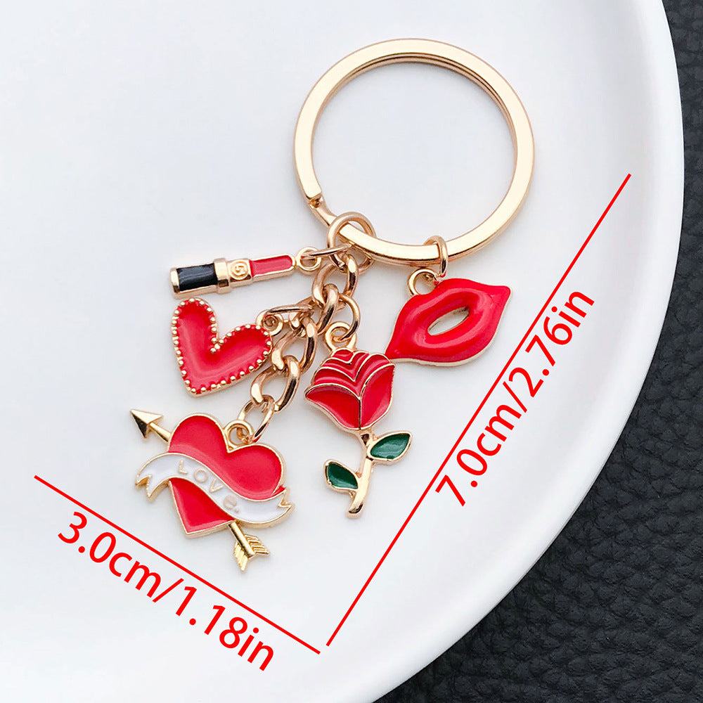 Wholesale Red Magic Wand Love Rose Cherry Blossom  Metal Keychain