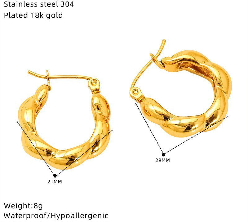 Wholesale Stainless steel wrapped gold geometric earrings