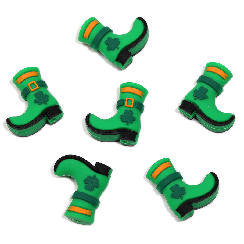 Wholesale 20pcs St.  Patrick' s Day silicone beads DIY Irish festival party beads
