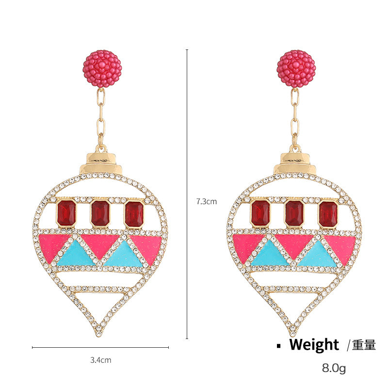 Wholesale Alloy Studded Diamond Exaggerated Christmas Tree Earrings