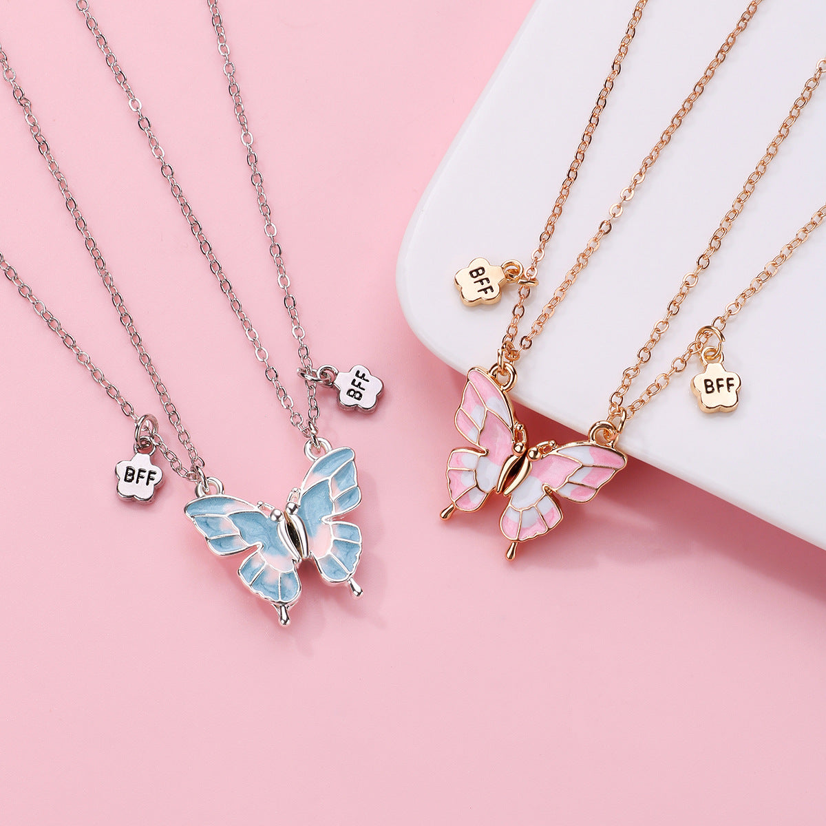 Wholesale butterfly necklace cartoon children BFF good friend necklace