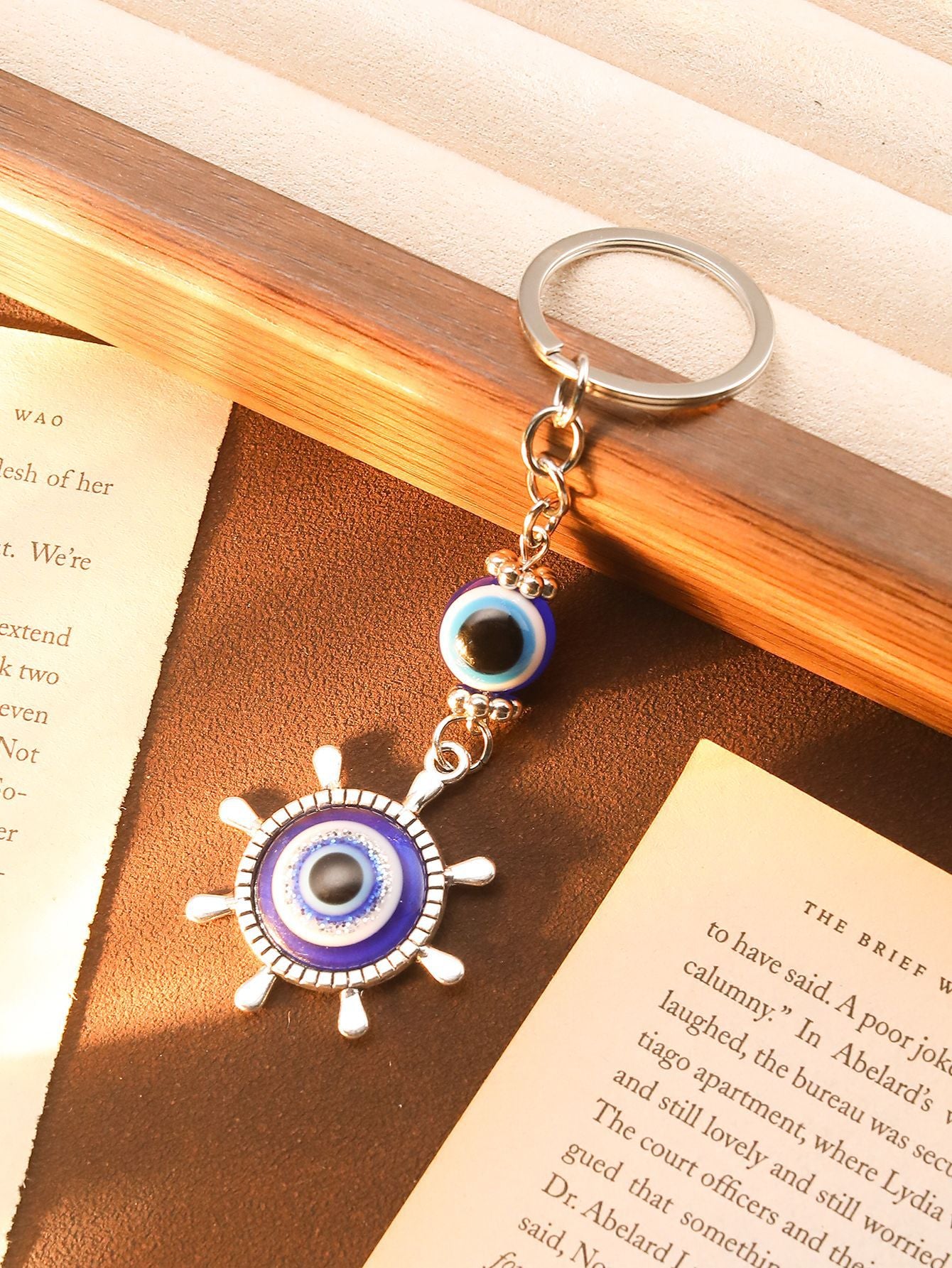 Wholesale Evil Eye Retro Compass Moon Snowflake Keychain