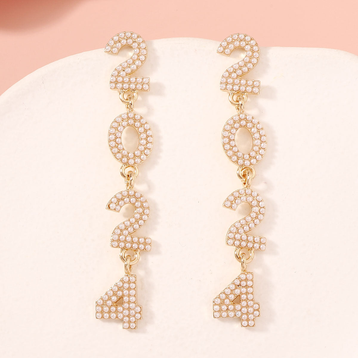 Wholesale 2024 Full Diamond Digital Zinc Alloy Earrings