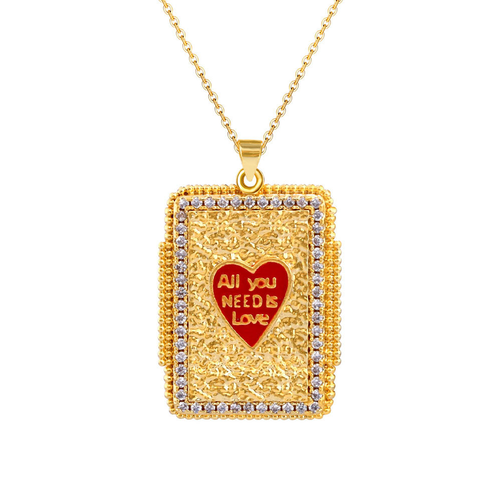 Wholesale Heart Tarot Card Evil Eye Eight Point Star Pendant Necklace Gold Plated Copper Fashion Jewelry Gift Boutique Resale