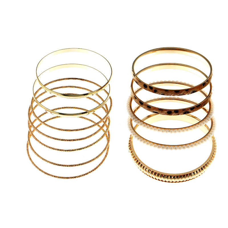 Wholesale Metal Bracelet Multi-layered Leopard Print Pearl Bracelet