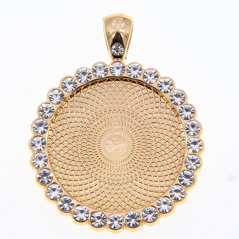 Wholesale100PCS/PACK Alloy 25mm Round Time Gemstone Dot Diamond Base