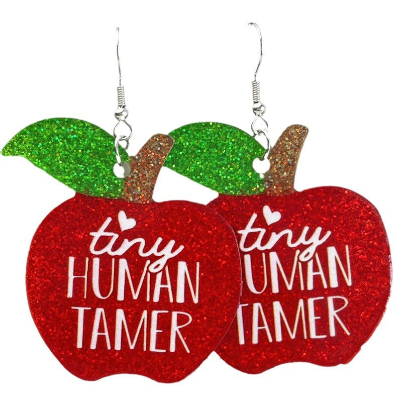 Wholesale 2 Pair/Pack Glitter Sparkling Big Apple Teacher Earrings