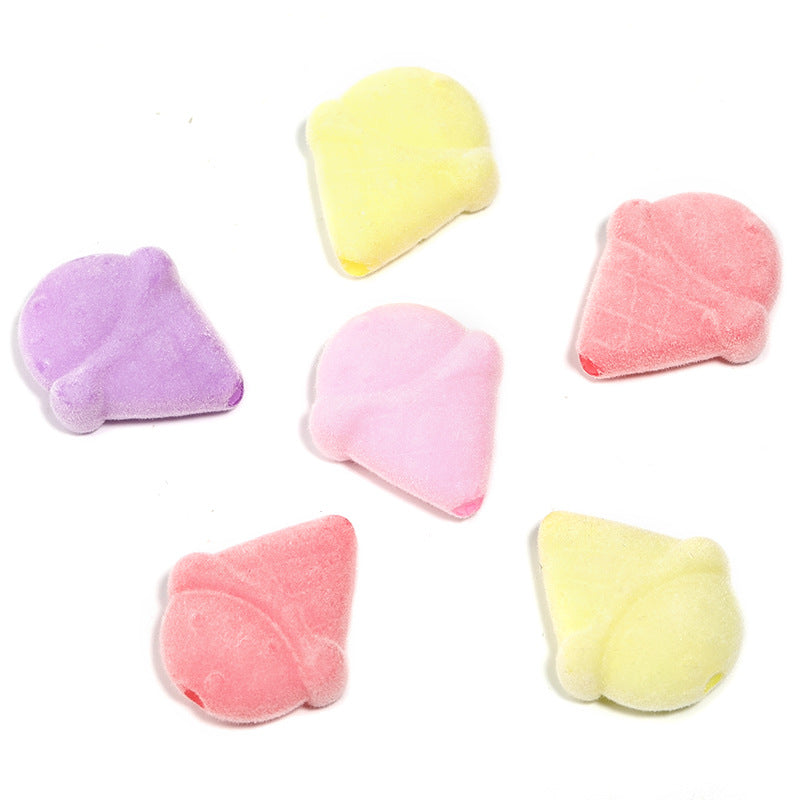 Wholesale 50pcs Plush Ice Cream Lollipop Acrylic Flower Straight Hole DIY Beads