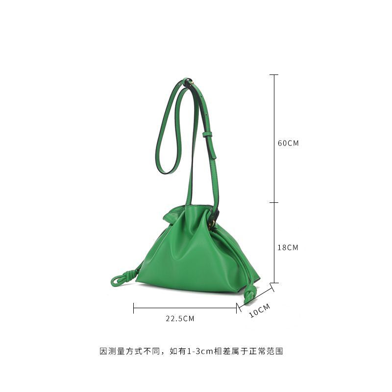 Wholesale Genuine leather small lucky bag one-shoulder crossbody bucket drawstring bag