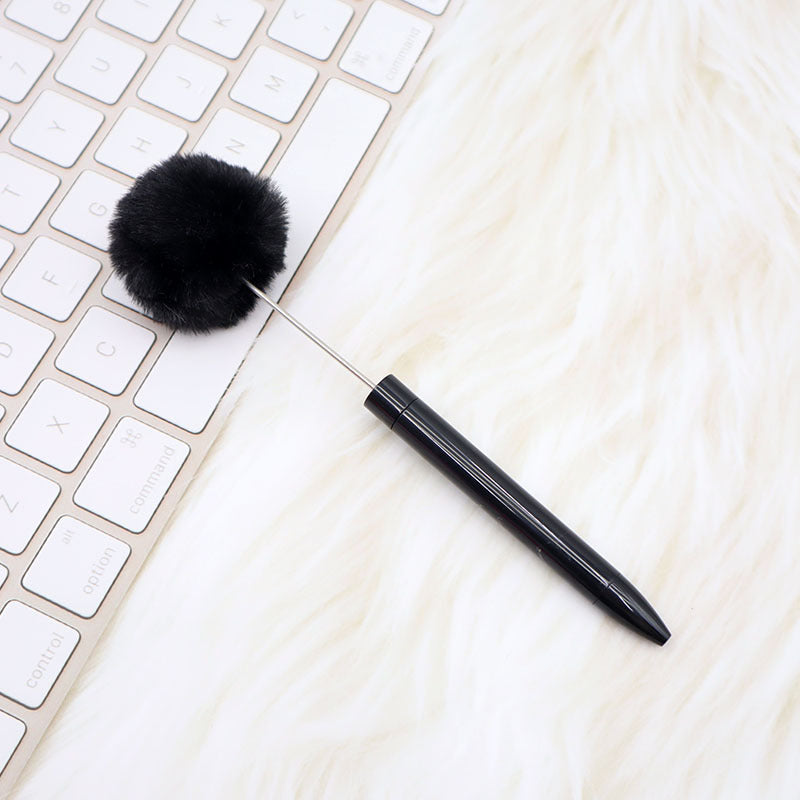 Wholesale New Style Fluffy Ball Beaded Pen Creative DIY Handmade Plastic Fluffy Ball Beaded Ballpoint Pen High Color Value Fluffy Pen Can be Wraped