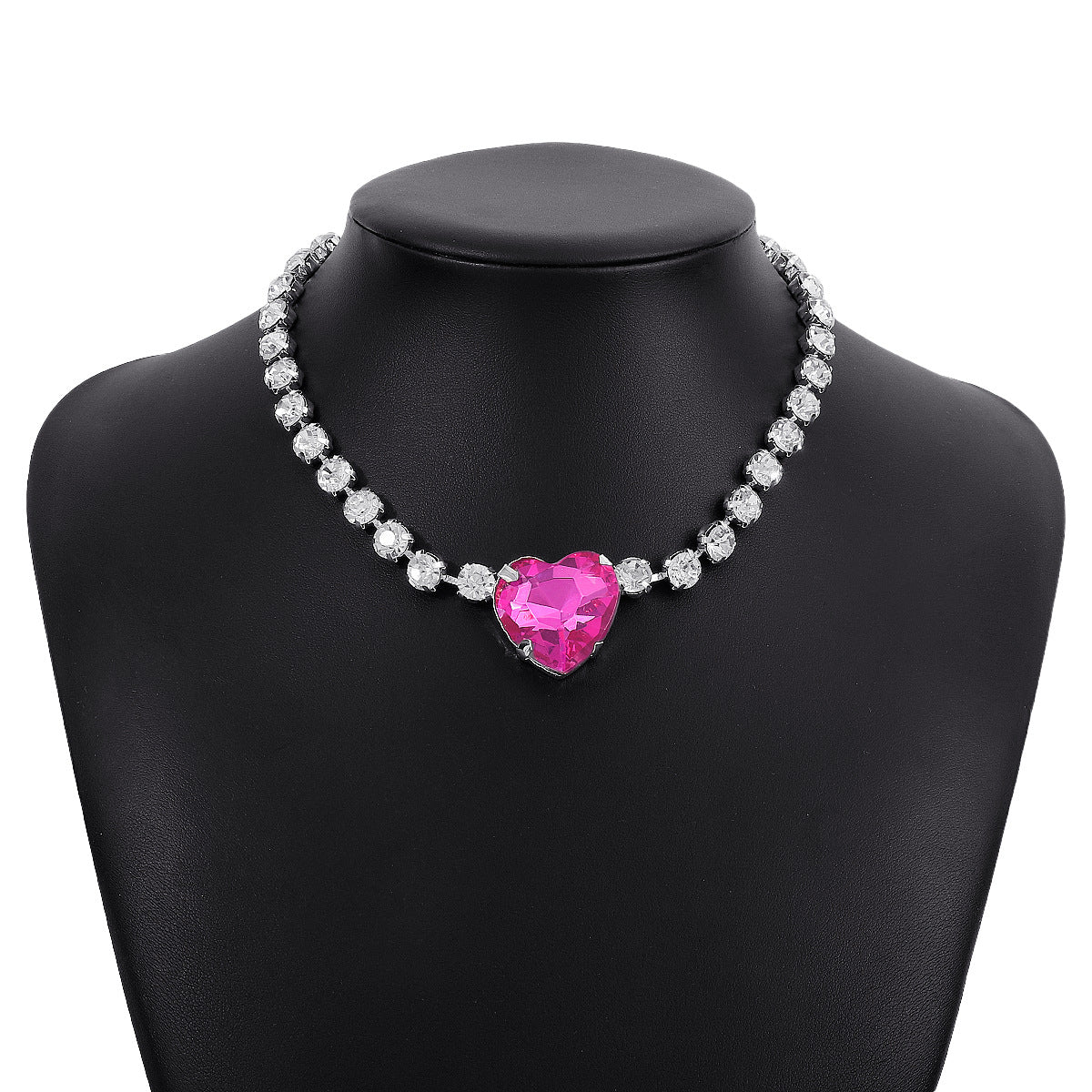 Wholesale Exaggerated Creative Glass Diamond Heart Pendant Necklace