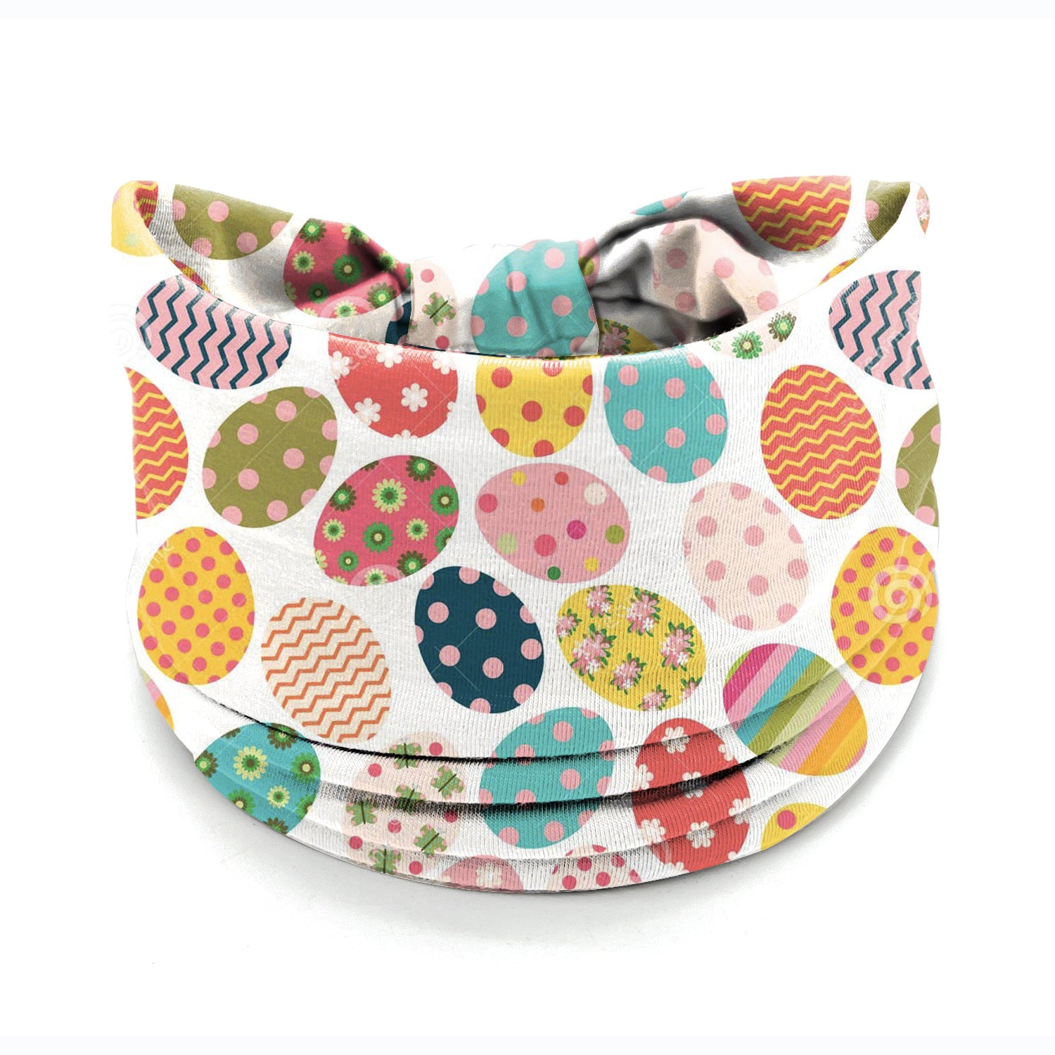 Wholesale Easter egg bunny print elastic wide edge knotted headband