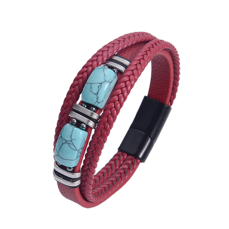 Wholesale Turquoise bracelet woven Stainless Steel Bracelets