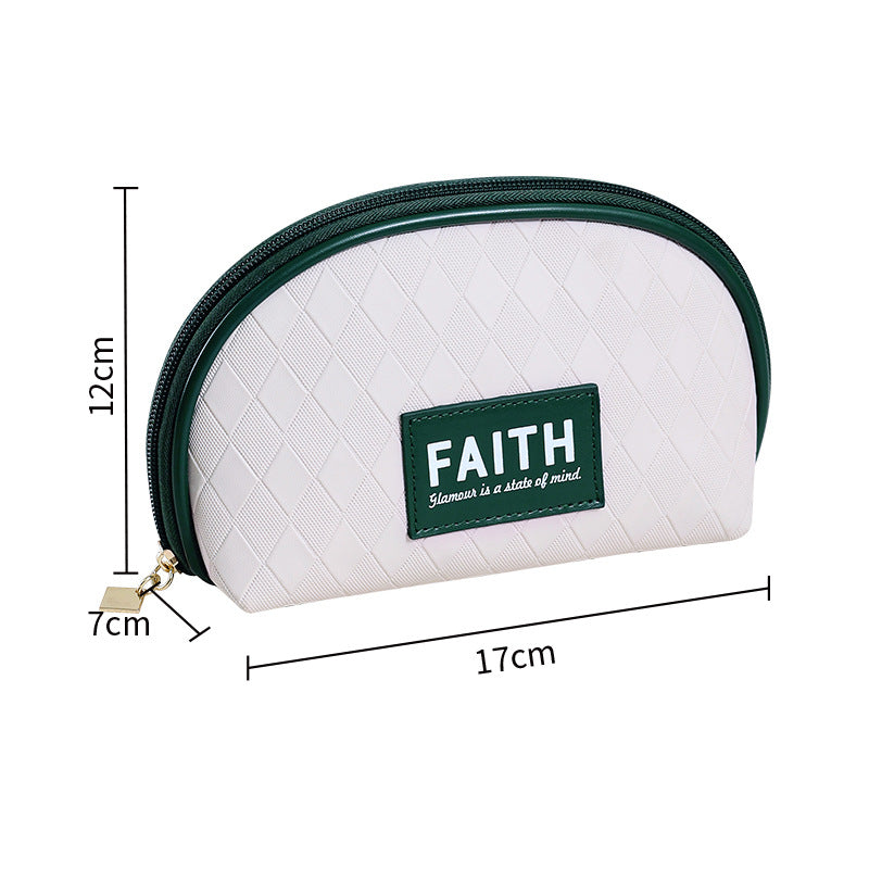 Wholesale Semicircle Portable Hand Held PU Cosmetic Bag