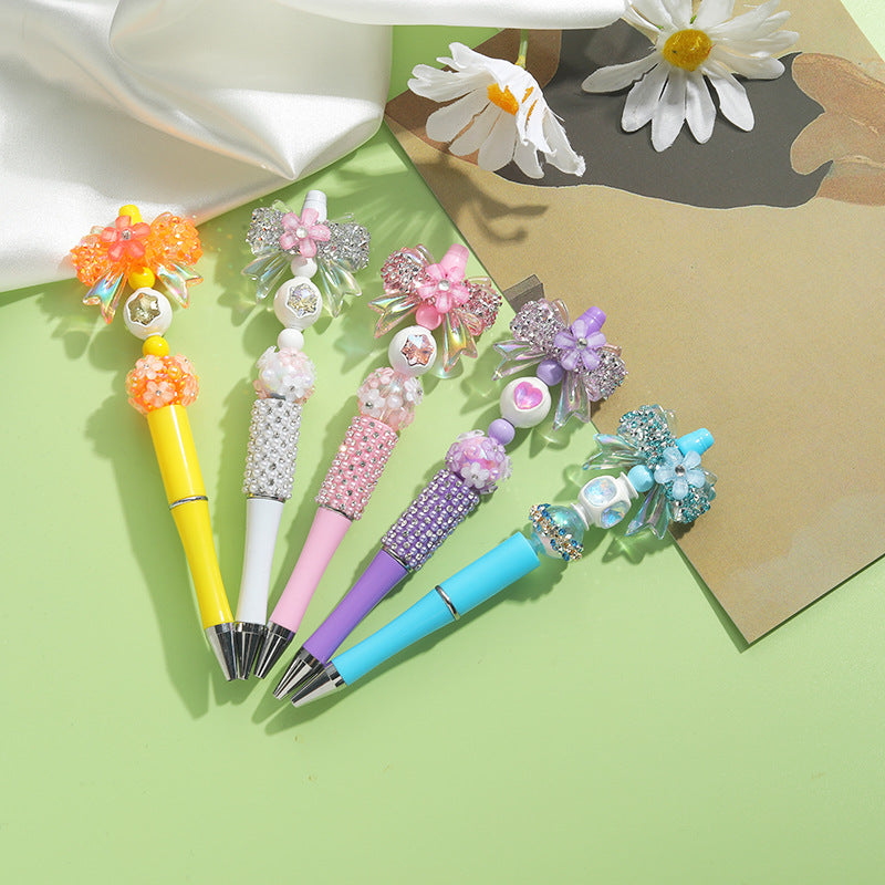 Wholesale Beaded Pens Colorful Handmade Beaded Twisting Flower Butterfly Ballpoint Pen