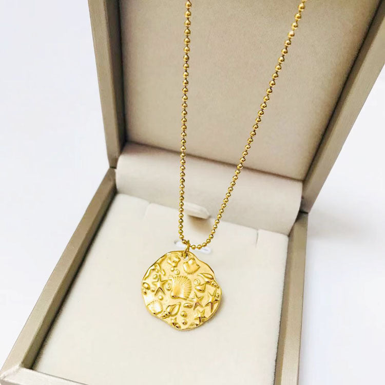 Wholesale underwater world pendant 18K gold stainless steel necklace