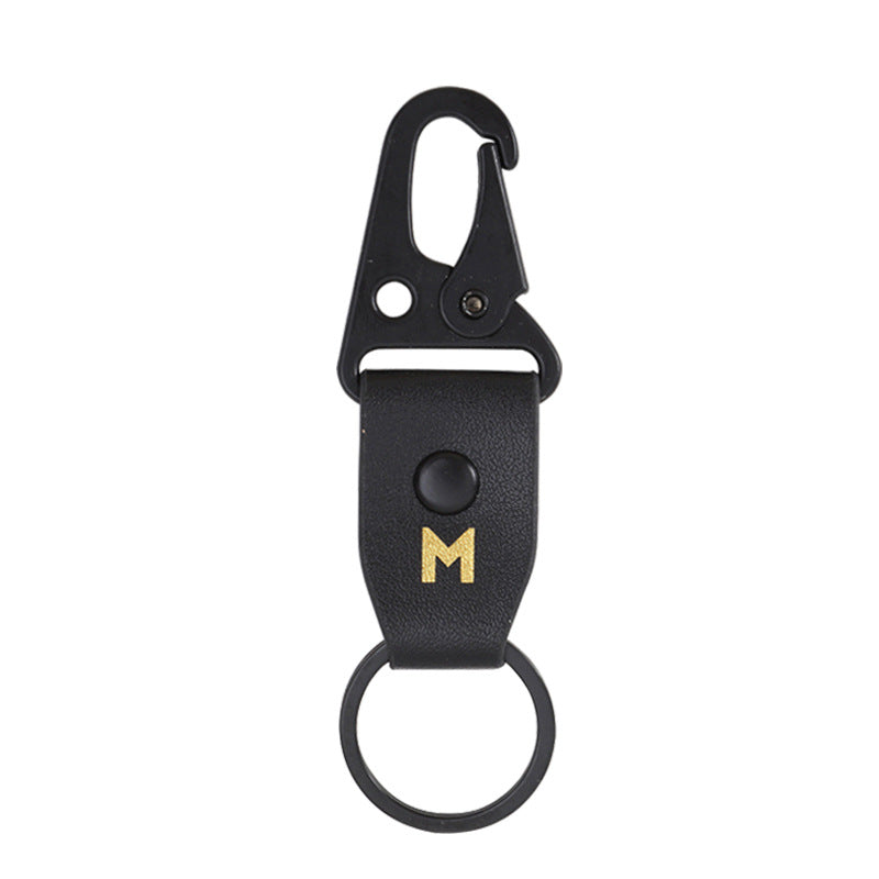 Wholesale Retro Cow Pattern Leather Letter M Alloy Keychain