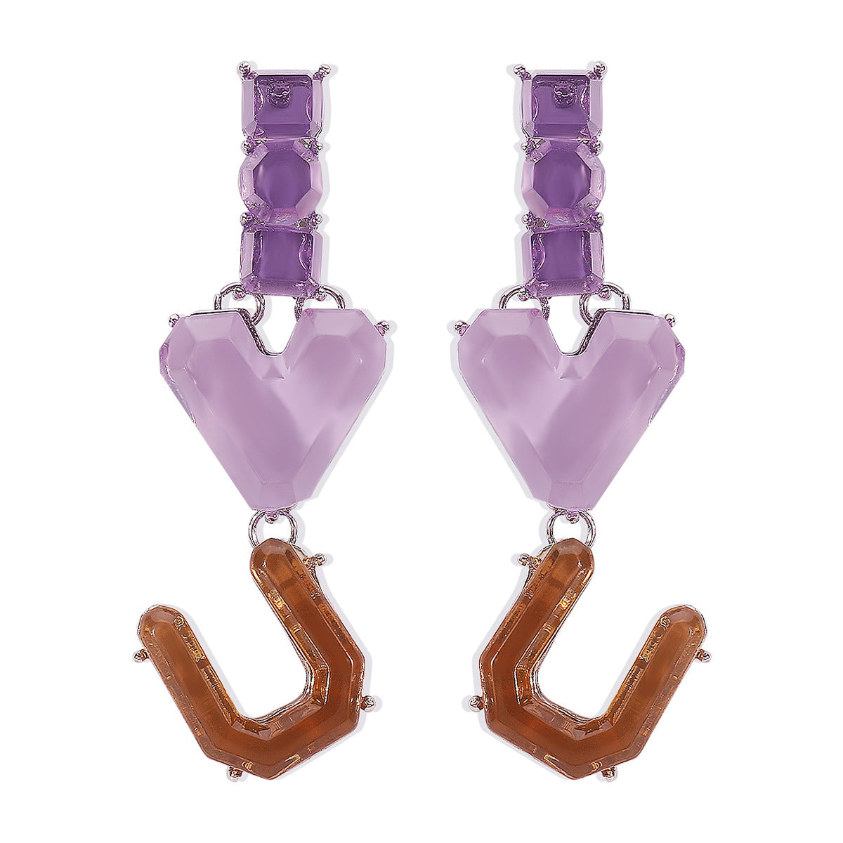 Wholesale Geometric Love Irregular Resin Earrings