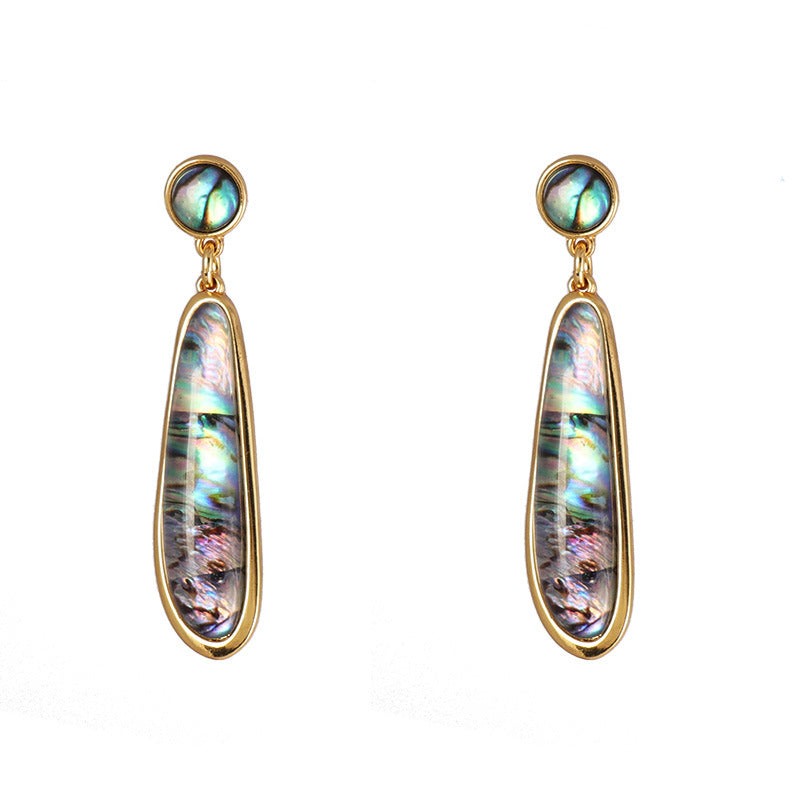 Wholesale Abalone Gold Plated Long Earrings