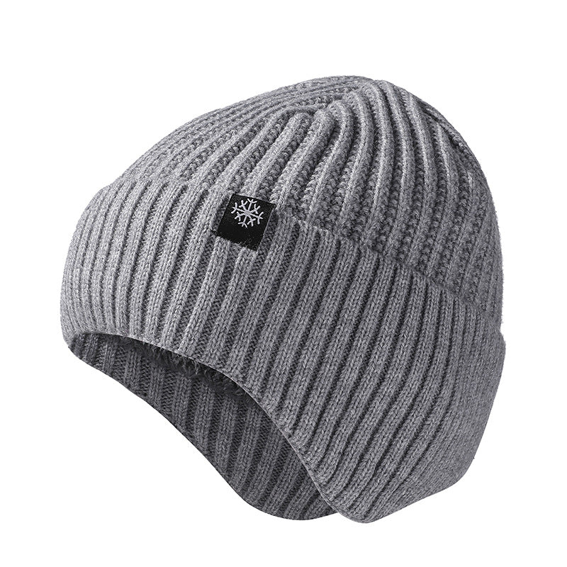 Wholesale Solid Color Warm Hat and Scarf Suit Thickened Wool Pullover Hat Autumn and Winter Men's Knitted Hat