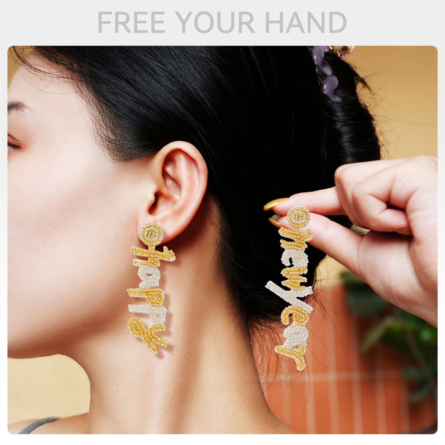 Wholesale Light Luxury High-end Autumn and Winter Rice Bead Earrings