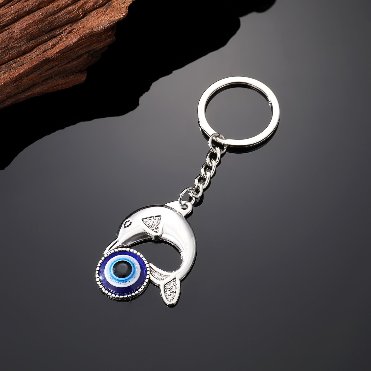 Al por mayor 5pcs Devil Eye Aloy Diamond Owl Dolphin Keychains