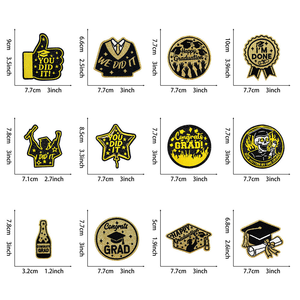 Wholesale Embroidered Graduation Patch Set Chic DIY Iron On Applique Creative Gift For Students And Resale