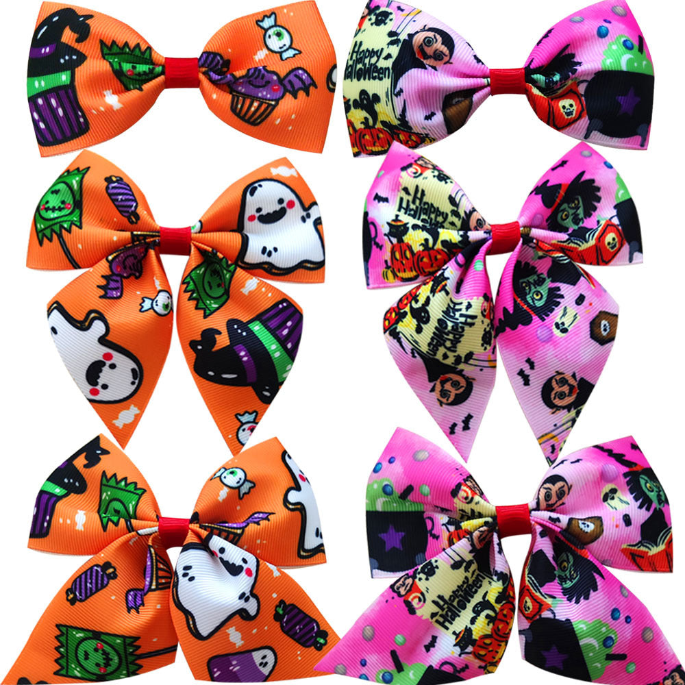 Wholesale Halloween 3-piece Set Printed Girl's Bow Hairpin