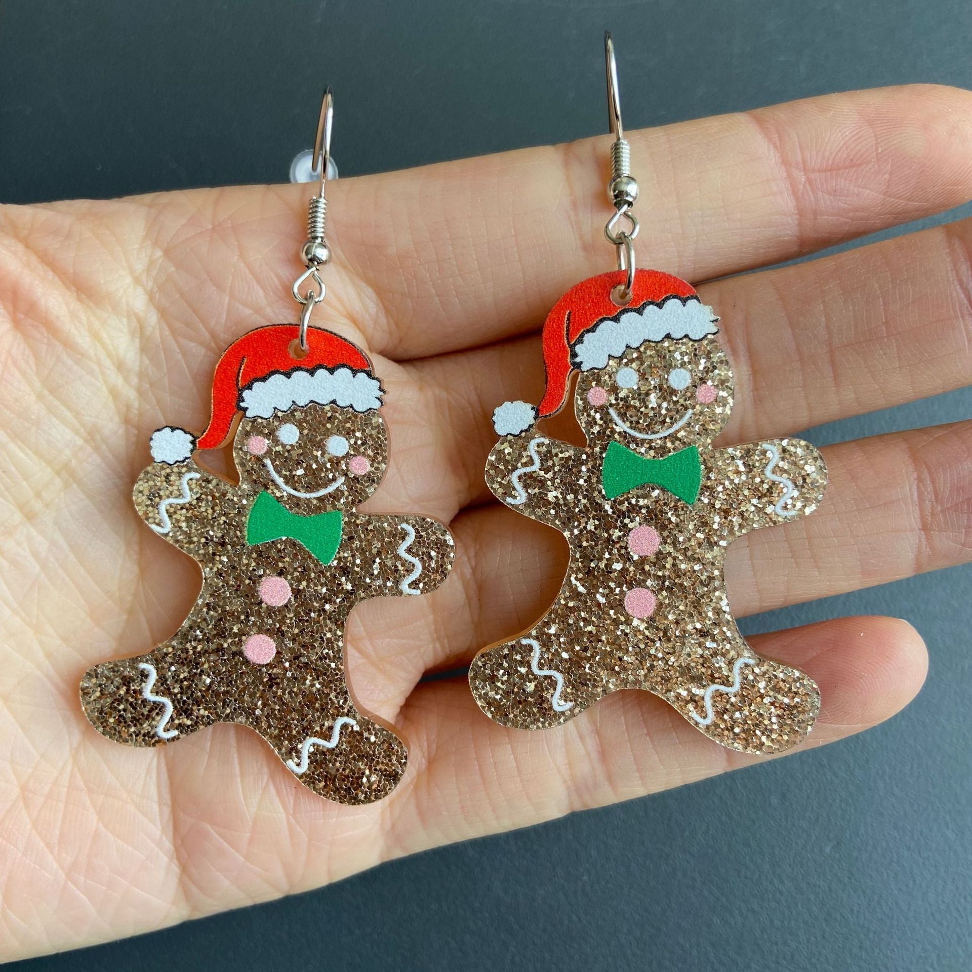 Wholesale Handmade Acrylic Christmas Stud Earrings Snowflake Tree Cookie Characters Party Jewelry Accessory