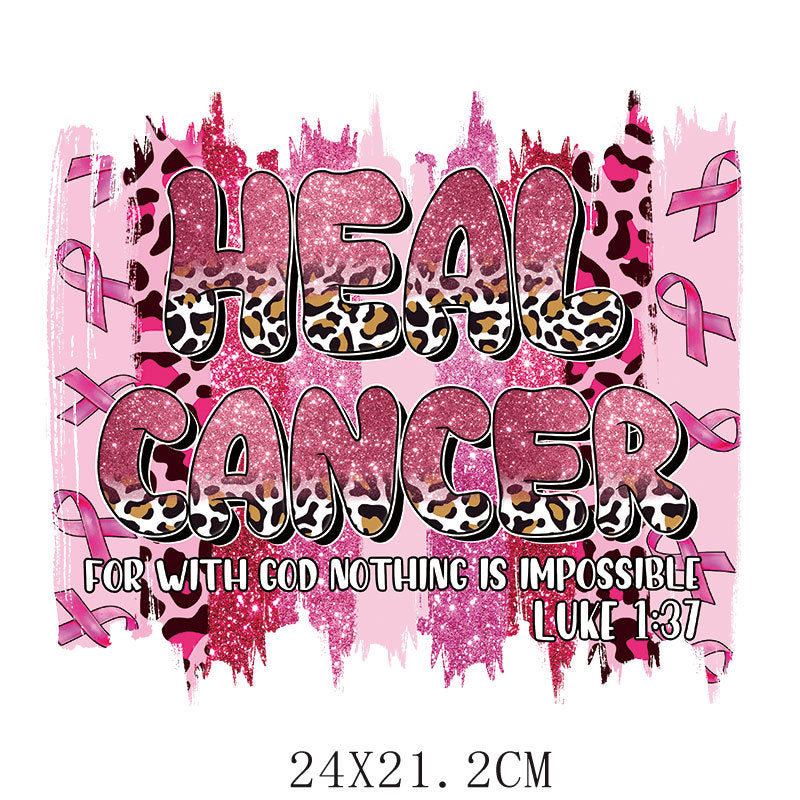 Wholesale Pink ribbon heat transfer pattern   UV DTF Ready to Press Transfers Wraps