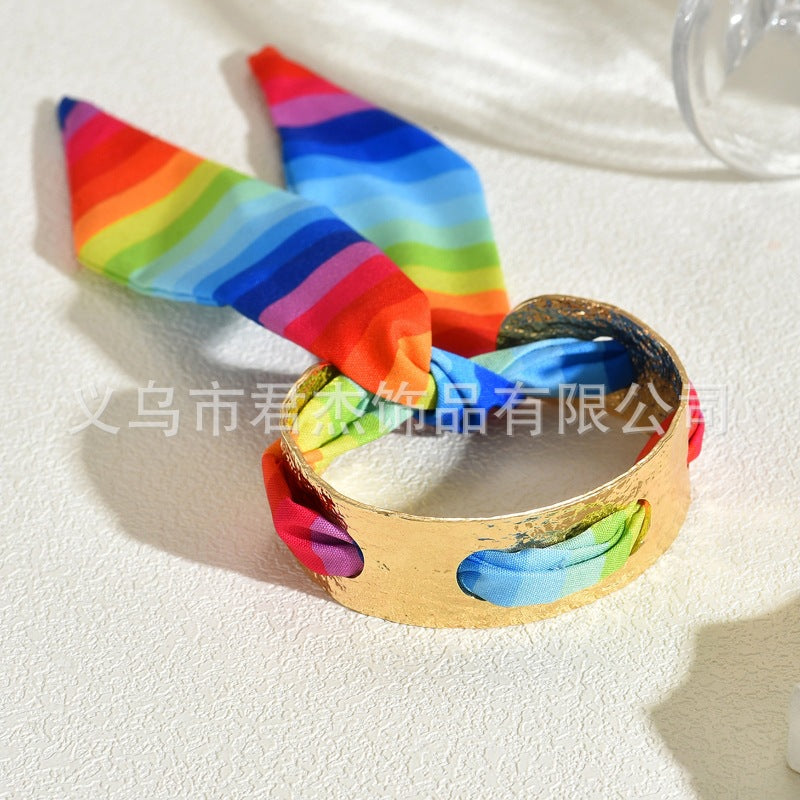Wholesale Rainbow f heart metal irregular bracelet
