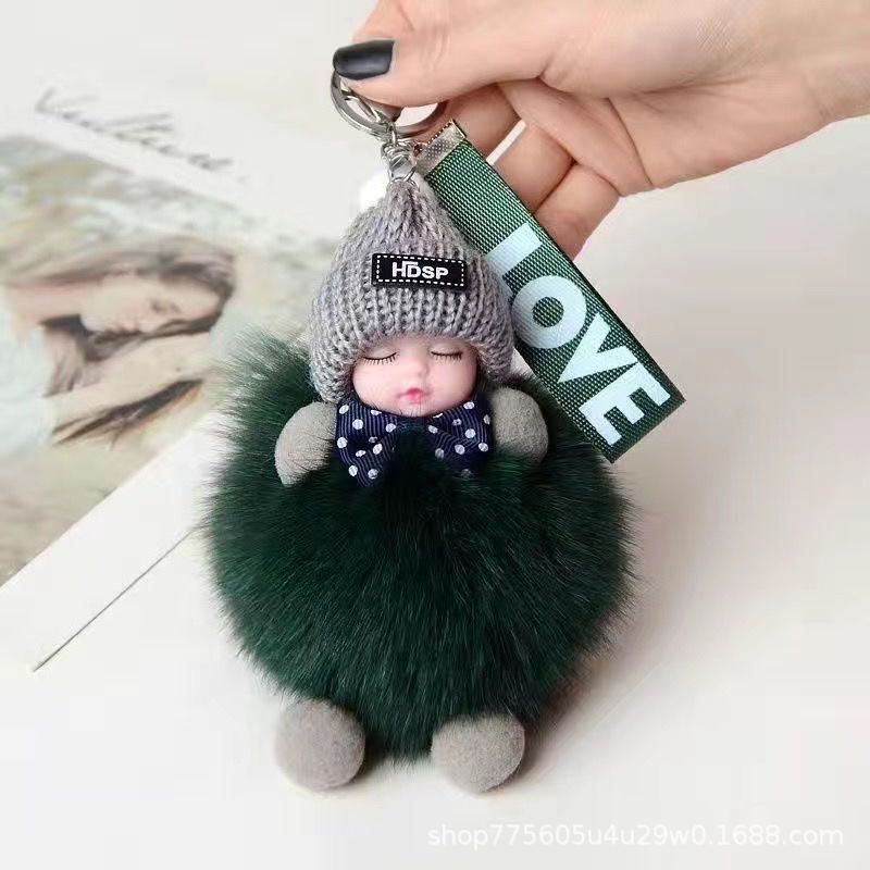 Wholesale Cute Fur Sleeping Doll Keychain