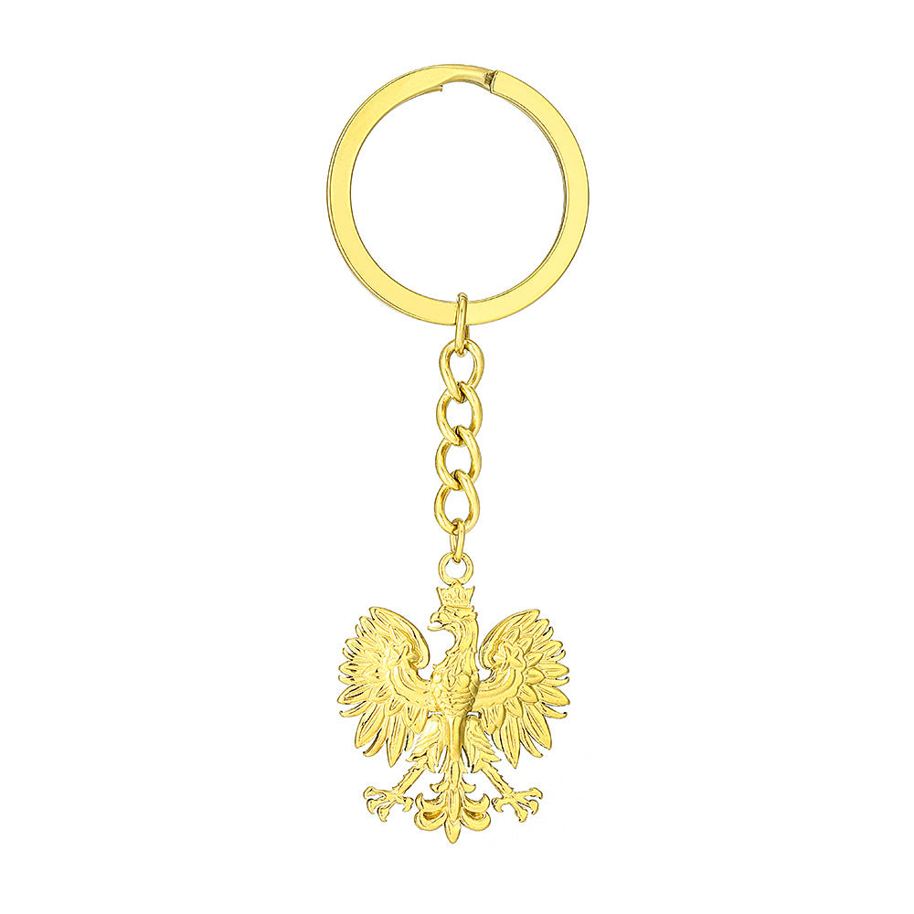 Wholesale Polish national emblem Eagle titanium steel keychain