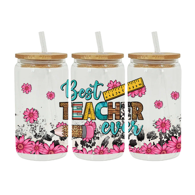 Wholesale Cartoon Cute Teacher Campus Theme 16oz Cup UV DTF Wraps