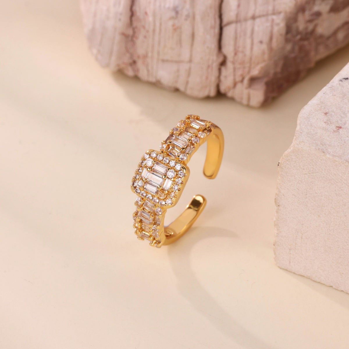 Wholesale gold-plated open ring double-layer ring luxury index finger ring