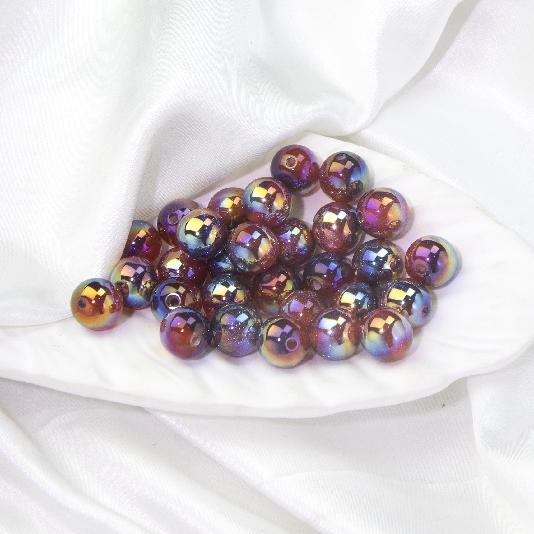 Wholesale 20pcs Starry Sky Two-color Gilded Round Beads