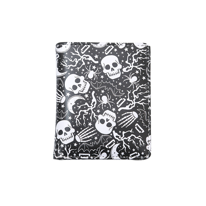 Wholesale PU Colorful Skull Short Wallet
