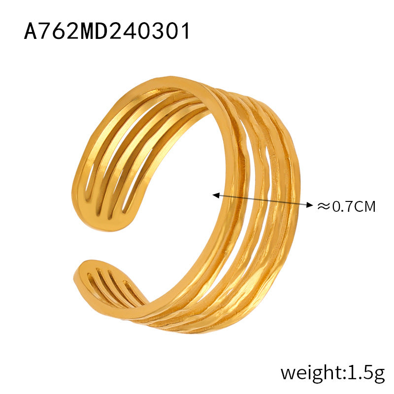 Wholesale Open Titanium Steel Gold Plated Geometric Versatile Ring