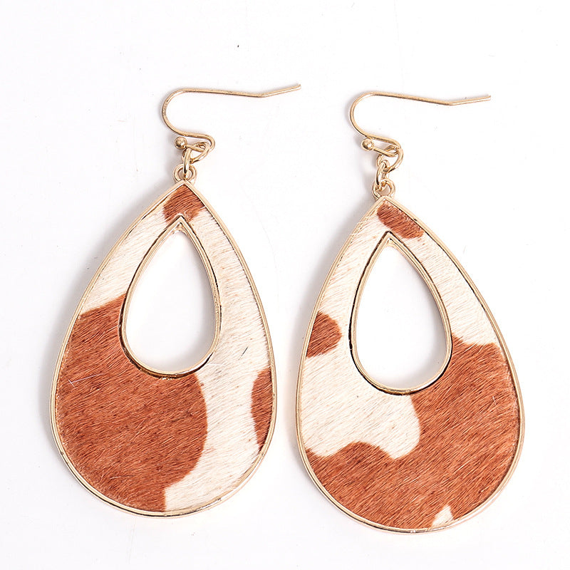 Wholesale Water Droplet Hollow Metal Earrings