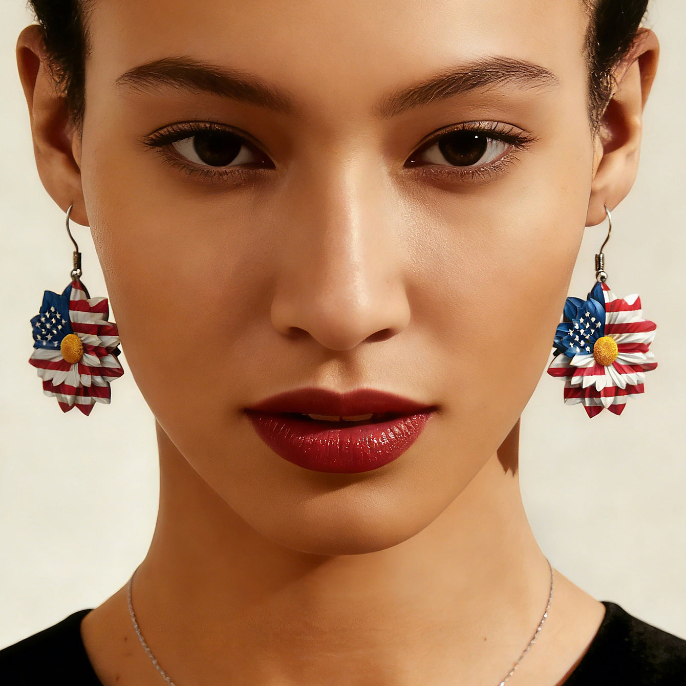 Wholesale Red White Blue Flag Bald Eagle Pendant Earrings