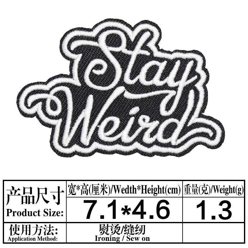 Wholesale Trendy Embroidered Letter Patches Set Of 4 Black Twill Badges For Clothing Decorative Resale Accessory