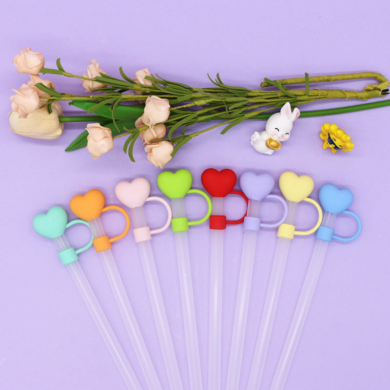 Wholesale 10mm Silicone Straw Cap Love Straw Stopper
